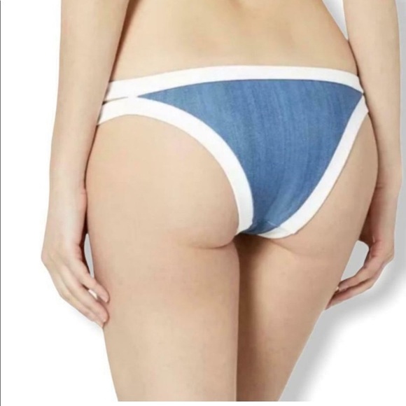 Seafolly Australia Block Party Brazilian Swim Bikini Bottoms Chambray Denim Sz.6 - Picture 3 of 10